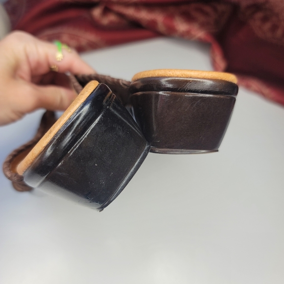 H. Aztec Made In Mexico Sandals Brown Leather Size 25 US8 - Picture 4 of 11